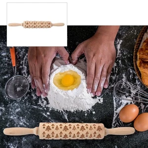 Geprägte Nudelholz Gravierte Teigwalze Weihnachtsmotiv Nudelholz Nudelholz - Bild 1 von 12