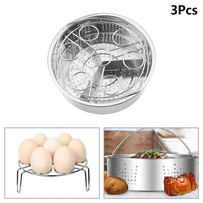Juego de 3 accesorios de olla de cocción rápida de acero inoxidable cesta de vapor con huevos DäMpfer DE - Imagen 1 de 4