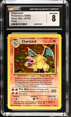 CGC 8 Charizard 1999 Base Set 4/102 Holo Pokemon Card - Image 1 of 2
