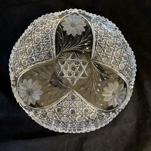 Plato de vidrio ABP American Brilliant Cut grande 12 pulgadas período floral estrella de David - Imagen 1 de 15