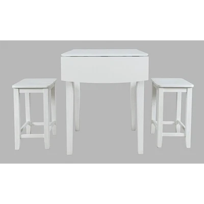 Coastal Wire-Brushed Acacia Three Piece Backless Counter Height Dining Set - Image 1 of 4