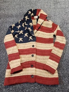 Ralph Lauren Cardigan Women Small Red Blue Stars Stripes American Flag USA - Picture 1 of 11