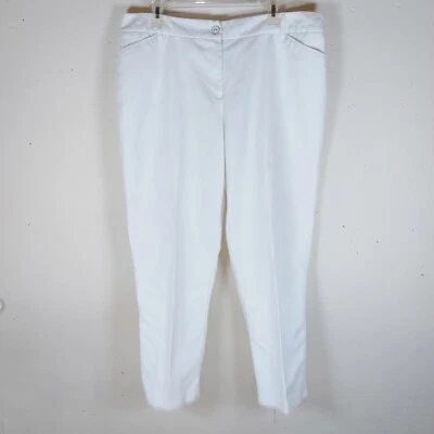 Dressbarn Womens Pants Sz 16W Plus White Dressy Summer Cotton Spandex SKU 037 - Image 1 of 4