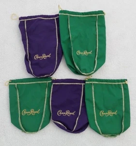 Crown Royal Kordelzug Leerbeutel 5 Stück: 2 lila 3 grün verschiedene Größen - Bild 1 von 6