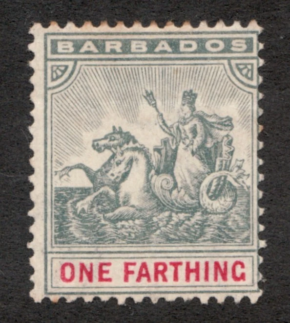 Barbados 1904-10 Sc# 90 (wmk 3) - One Farthing, Sea Horses - MH Cv$14 Foto 1 de 1