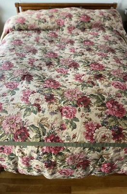 Chaps Rosemont QUEEN Comforter Pink Tan Rose Floral Green. PRE-OWNED - Image 1 of 4