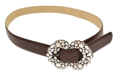 Cinturón informal Steve Madden para mujer de imitación de cuero marrón MEDIANO 34" hebilla de estrás Foto 1 de 4