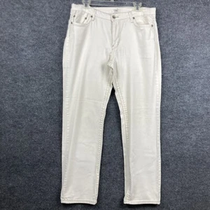Cato Womens Size 14 Cream Off White Straight Leg Accent Back Pockets Jeans EUC - Picture 1 of 6