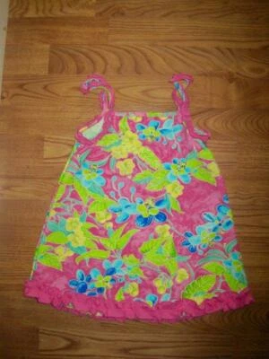 VESTIDO DE ENCUBRIMIENTO TRAJE DE BAÑO RALPH LAUREN PARA NIÑAS PEQUEÑAS ~ TALLA 5 ~ PATRÓN ROSA HAWAIANO ~ NUEVO CON ETIQUETAS Foto 1 de 4