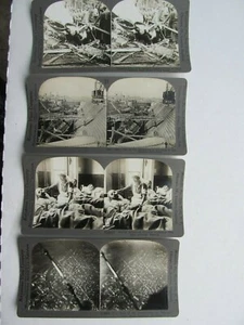 3 RARE Antique WWI Stereo View Photos, Hospital, Wounded, Submarine, Aerial Bomb - Picture 1 of 7
