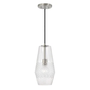 Capital Lighting Dena 1 Light Pendant, Nickel/Diamond Embossed - 345011BN - Picture 1 of 1