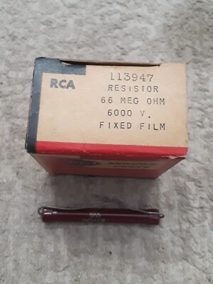 NOS RCA 113947 66 Megohm Resistor 6000 Volt Fixed Film 2% - Image 1 of 4