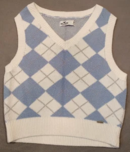 Hollister Top Corto Mujer Azul Medio Argyle Sin Mangas - Imagen 1 de 6