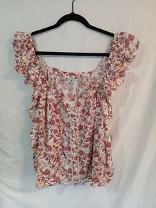 Jessica Simpson Violetta Flutters Sleeveless Top (Pinks)Floral Womens Xlg NWT - Picture 1 of 24