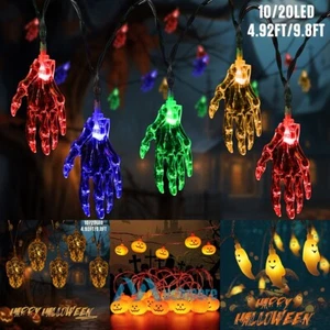 Halloween 20-LED Lights Spooky Pumpkin Ghost Skull Indoor Outdoor Decor Strings - Picture 1 of 99