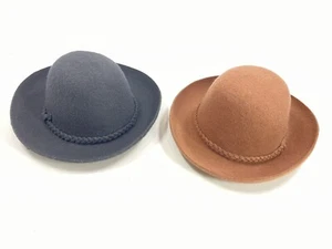 2 Unbranded Hat Bowler Derby Felt Cap Black Brown Vintage Women Men Unisex Braid - Picture 1 of 12