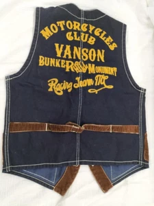 VANSON Leather Jacket Blouson Switching corduroy vest navy Used - Picture 1 of 6
