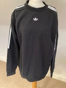 Felpa Adidas Taglie Small & Large Uomo Nero Radkin Crew Collo NUOVA SENZA ETICHETTE - Foto 1 di 3