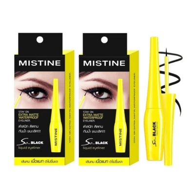 2x Delineador de ojos líquido mate Mistine So Black impermeable suave de larga duración 4,5 g Foto 1 de 4