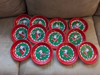 Santa Claus Plastic 6.5" Tray Plate Christmas Treat Cookie Candy Dish Lot of 12 - Image 1 of 4