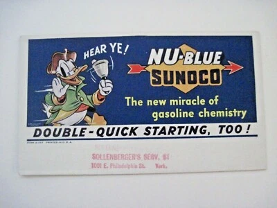 1940's Advertising Blotter "Sunoco" w/ "Donald Duck" Walt Disney Productions"  * - Image 1 of 3