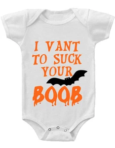 I VANT TO SUCK YOUR BOOB Gerber® Onesie® FUNNY Baby Shower Gift INFANT T-SHIRT - Picture 1 of 3