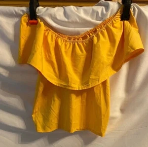 Niñas (130) 6-7 años Top amarillo mostaza fuera del hombro - Imagen 1 de 5