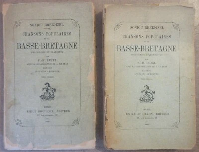 LUZEL SONIOU BREIZ-IZEL CHANSONS POPULAIRES DE BASSE-BRETAGNE 1889-90 EO 2 VOL. - Photo 1/4