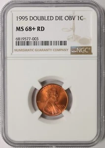 1995 1c DDO Doubled Die Obverse Lincoln Cent NGC MS68+ RD - Picture 1 of 4
