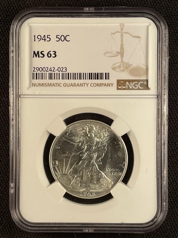 1945 50C Walking Liberty Half Dollar NGC MS63 Cover