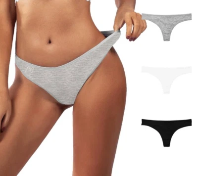 Paquete de 3 tangas de bambú estilo Calvin Klein negras grises blancas ropa interior para damas talla L Foto 1 de 4