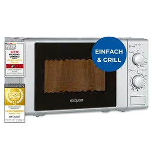Exquisit Mikrowelle 20L, 1000 W Grill, 700 W, 25,5cm Drehteller, MW 802G silber - Bild 1 von 8