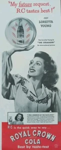 1946 vintage Royal crown cola, Loretta Young print ad.  RC tastes best.  - Picture 1 of 1