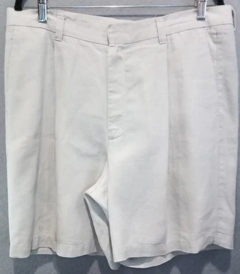 Shorts Brandini bege tamanho 36 linho caminhada golfe casual pai praia ao ar livre shorts - Imagem 1 de 4