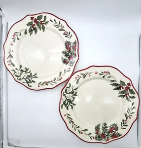 Better Homes & Gardens Winter Forest 2 DINNER PLATES Heritage Small Flaws - Picture 1 of 8