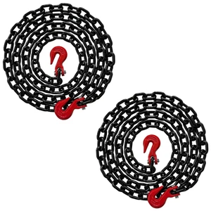 2PK Falcon Cargo 3/8" X 12' G80 Transport Binder Tow Chains 7100LB Grab Hooks - Picture 1 of 7