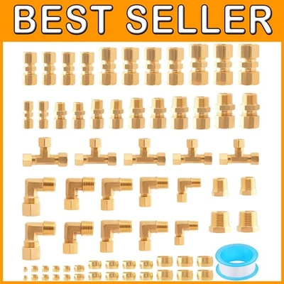 Brass Tubing Fittings Kit - Union/Tee/Elbow Connectors - Image 1 of 4