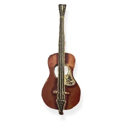 Broche de guitarra acústica vintage insignia pin esmaltado tono dorado Foto 1 de 4