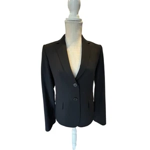 Blazer negro de dos botones para mujer THEORY talla 4 elegante chaqueta de carrera - Imagen 1 de 3