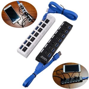USB 3.0 Hub 7-Port Verteiler Splitter Kabel Adapter Für PC Notebook Kartenleser - Afbeelding 1 van 5