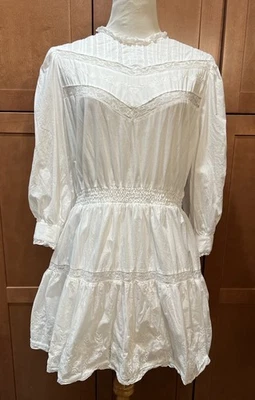 LoveShackFancy Target Talulah Mini Dress White Pintuck Yoke Lace XL READ - Image 1 of 4
