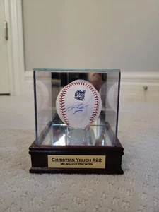 Christian Yelich Signed Official Baseball With Mahogany Display Case - Picture 1 of 3