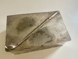 Antique 4.3 Silver Plated W Golf Club Jewelry Decorative Box Wallace Brand - Picture 1 of 9