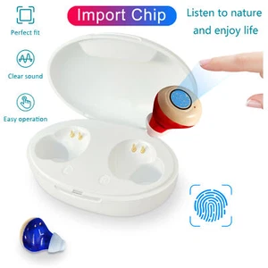1 Paio Mini Apparecchi Acustici In-Ear Miglioratore Digitale Amplificatore Suono Vocale - Foto 1 di 18
