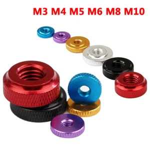 6Color Anodized Aluminum M3 M4 M5 M6 M8 M10 Knurled Thumb Thin Nuts Through Hole - Picture 1 of 10