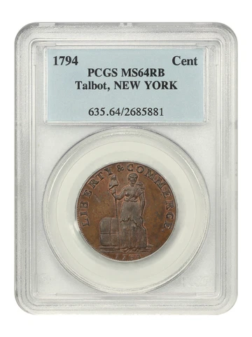 1794 Talbot Cent PCGS MS64 RB (NEW YORK) Cover