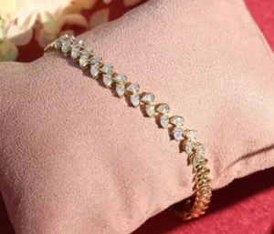 Women's Tennis Bracelet 14K Yellow Gold Plated 3Ct Pear Cut Lab Created Diamond - Picture 1 of 8