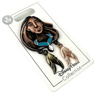 Disney Parks Bronze 2015 Necklace Princess Pocahontas with Feather Dangles Pin - Picture 1 of 2