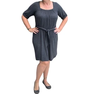 Daisy Fuentes Women’s Shirt Dress Size Large Gray Tie Waist Pleated Rayon Blend - Picture 1 of 12