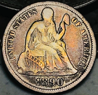 1890 Seated Liberty Dime 10c Ungraded Choice US Silver Coin CC24107 - Image 1 of 4